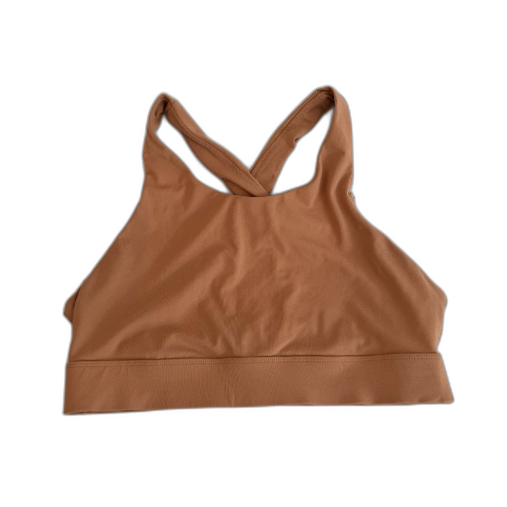 Fabletics Nude Cross Back Medium Support Sports Bra Women XL Wireless Activewear